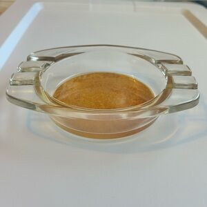 Vintage McKee Clear Glass Ashtray 1940s Art Deco Ribbed Handle Design MCM Decor